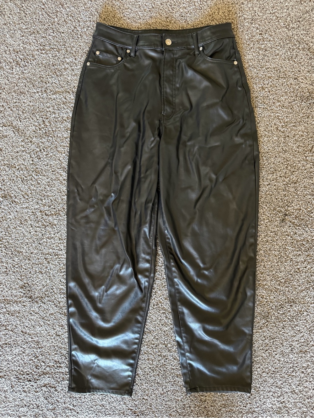 H&M Faux Leather High-Waist Black Pants